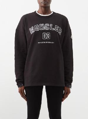 Moncler - Logo-appliqué Cotton-jersey Sweatshirt - Womens - Black - L