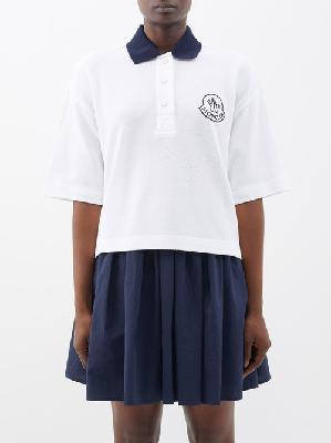Moncler - Contrast-collar Cotton-piqué Polo Shirt - Womens - White - XXL