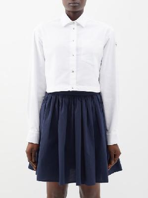 Moncler - Cropped Cotton-poplin Shirt - Womens - White - 42 IT