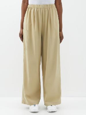 Moncler - Elasticated Canvas Wide-leg Trousers - Womens - Beige - 3XS