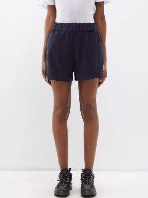 Moncler - Logo-patch Cotton-terry Shorts - Womens - Navy - L