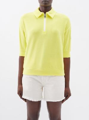 Moncler - Half-zip Cotton-terry Polo Shirt - Womens - Yellow - S