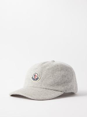 Moncler - Logo-patch Cotton-jersey Baseball Cap - Mens - Grey Marl - ONE SIZE