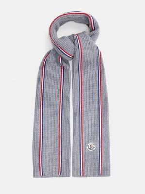 Moncler - Tricolour Ribbed-knit Wool Scarf - Mens - Grey Multi - ONE SIZE