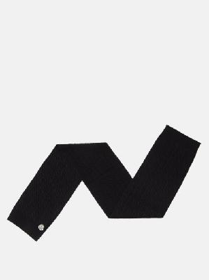Moncler - Logo-patch Cable-knitted Wool-blend Scarf - Mens - Black - ONE SIZE