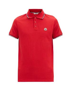 Moncler - Logo-appliqué Cotton-piqué Polo Shirt - Mens - Red - XS