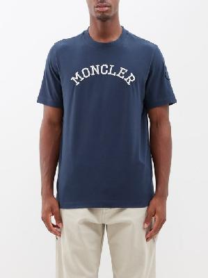 Moncler - Logo-embroidered Jersey T-shirt - Mens - Navy - M
