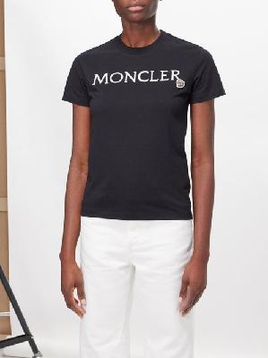 Moncler - Logo-embroidered Cotton-jersey T-shirt - Womens - Black - L