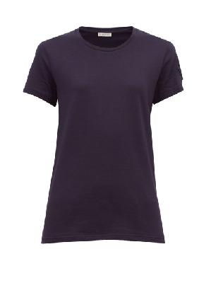 Moncler - Velvet-logo Appliqué Cotton-jersey T-shirt - Womens - Navy - XS