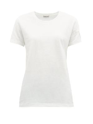 Moncler - Velvet-logo Appliqué Cotton-jersey T-shirt - Womens - White - M