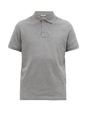 Moncler - Logo-appliqué Cotton-piqué Polo Shirt - Mens - Grey - XS