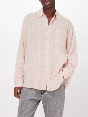Our Legacy - Borrowed Checked Cotton-blend Seersucker Shirt - Mens - Cream - 46 EU/IT