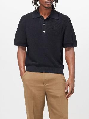 Our Legacy - Traditional Knitted Cotton Polo Shirt - Mens - Black - 48 EU/IT