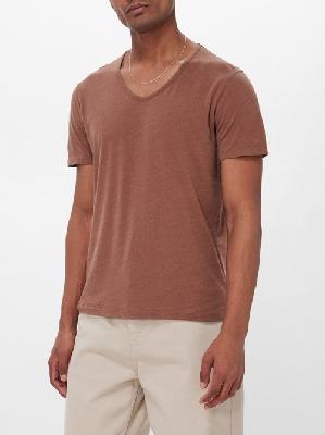 Our Legacy - U-neck Cotton-silk Jersey T-shirt - Mens - Brown - 44 EU/IT