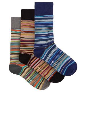 Paul Smith - Pack Of Three Signature Stripe Cotton-blend Socks - Mens - Multi - ONE SIZE