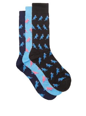 Paul Smith - Pack Of Three Dinosaur Cotton-blend Socks - Mens - Multi - ONE SIZE