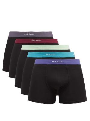 Paul Smith - Pack Of Five Logo-jacquard Jersey Boxer Briefs - Mens - Black Multi - S