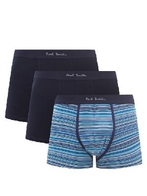 Paul Smith - Pack Of Three Cotton-blend Boxer Briefs - Mens - Navy Multi - M