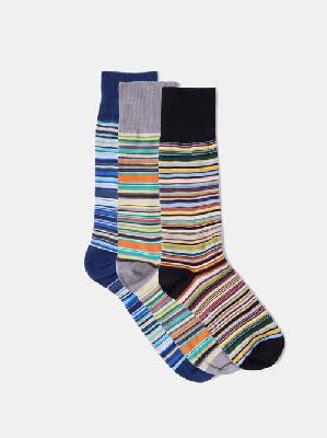 Paul Smith - Pack Of Three Signature-striped Cotton-blend Socks - Mens - Multi Stripe - ONE SIZE