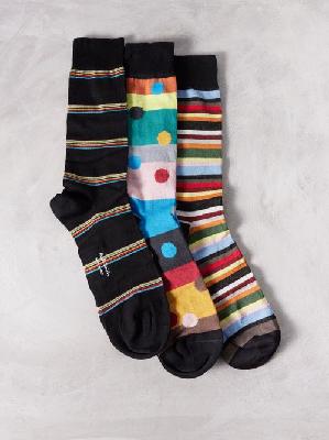 Paul Smith - Pack Of Three Signature-striped Cotton-blend Socks - Mens - Multi - ONE SIZE