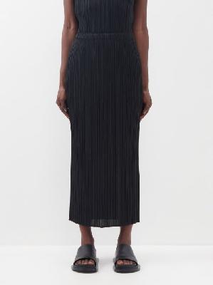 Pleats Please Issey Miyake - Technical-pleated Pencil Skirt - Womens - Black - 1
