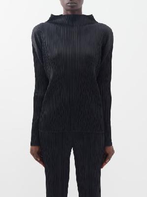 Pleats Please Issey Miyake - High-neck Technical-pleated Top - Womens - Black - 3
