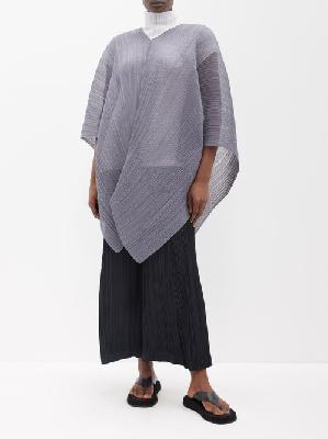 Pleats Please Issey Miyake - Madame Technical-pleated Multi-way Scarf Top - Womens - Dark Grey - ONE SIZE