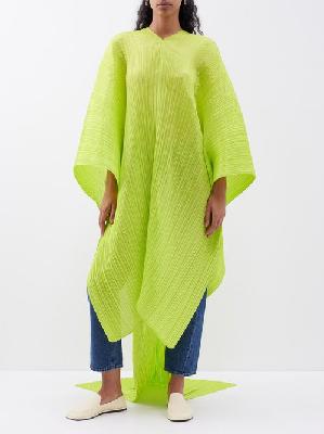 Pleats Please Issey Miyake - Madame Technical-pleated Multi-way Scarf Top - Womens - Green Yellow - ONE SIZE