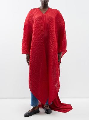 Pleats Please Issey Miyake - Madame Multi-way Technical-pleated Scarf Top - Womens - Red - ONE SIZE