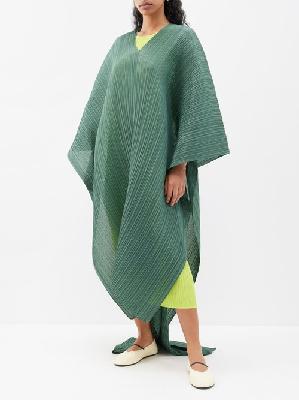 Pleats Please Issey Miyake - Madame Technical-pleated Multi-way Scarf Top - Womens - Dark Green - ONE SIZE
