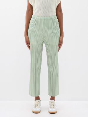 Pleats Please Issey Miyake - Technical-pleated Jersey Trousers - Womens - Light Green - 2