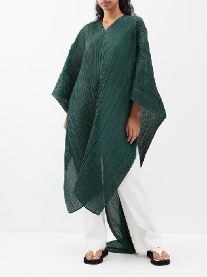 Pleats Please Issey Miyake - Madame Technical-pleated Multi-way Scarf Top - Womens - Dark Green - ONE SIZE
