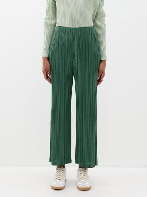 Pleats Please Issey Miyake - Technical-pleated Trousers - Womens - Dark Green - 2