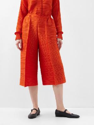 Pleats Please Issey Miyake - Technical-pleated Wide-leg Trousers - Womens - Orange - 5