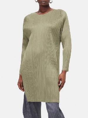 Pleats Please Issey Miyake - Technical-pleated Tunic Top - Womens - Green - 3