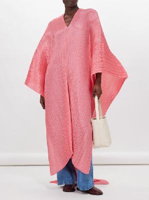 Pleats Please Issey Miyake - Madame Technical-pleated Multi-way Scarf Top - Womens - Bright Pink - ONE SIZE