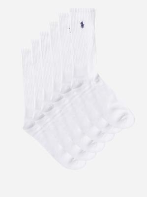 Polo Ralph Lauren - Pack Of Six Logo-embroidered Cotton-blend Socks - Mens - White - ONE SIZE