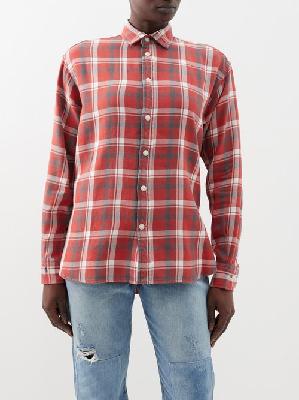 Polo Ralph Lauren - Checked Long-sleeve Cotton Shirt - Womens - Red Cream - 10 US
