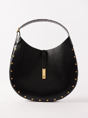 Polo Ralph Lauren - Polo Id Medium Studded Leather Shoulder Bag - Womens - Black - ONE SIZE