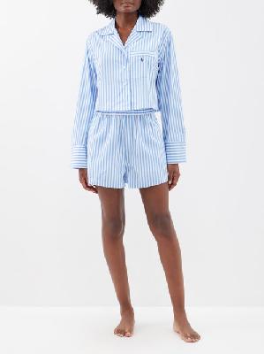 Polo Ralph Lauren - Striped Cotton-poplin Pyjamas - Womens - Blue White - L