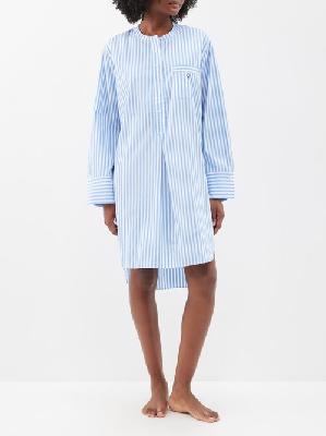 Polo Ralph Lauren - Striped Cotton-poplin Night Shirt - Womens - Blue White - L