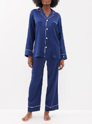 Polo Ralph Lauren - Piped Silk-blend Pyjama Set - Womens - Navy - L