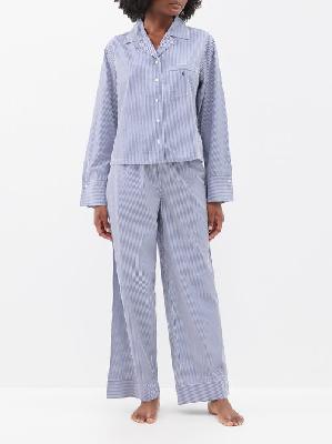 Polo Ralph Lauren - Striped Cotton-poplin Pyjamas - Womens - Navy White - XL
