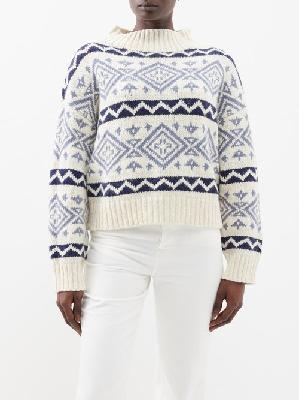 Polo Ralph Lauren - Geometric-jacquard High-neck Wool-blend Sweater - Womens - Cream Multi - L