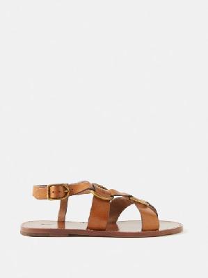 Polo Ralph Lauren - Ring-embellished Leather Sandals - Womens - Tan - 6 US