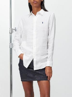 Polo Ralph Lauren - Logo-embroidered Linen Oxford Shirt - Womens - White - L