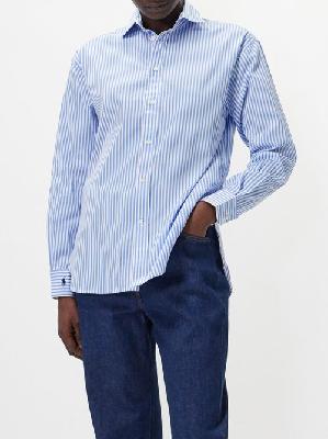 Polo Ralph Lauren - Striped Long-sleeved Cotton Oxford Shirt - Womens - Blue White - 4 US