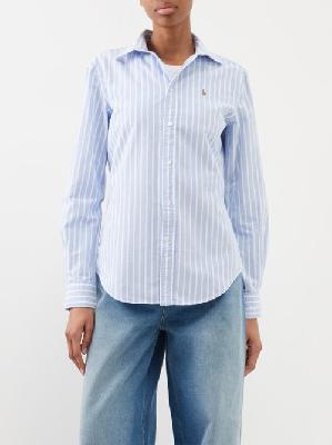 Polo Ralph Lauren - Charlotte Striped Cotton Oxford Shirt - Womens - Blue White - 0 US