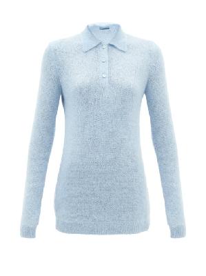 Prada - Point-collar Mohair-blend Sweater - Womens - Blue - 36 IT