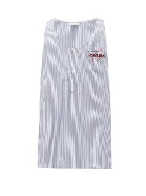 Prada - Striped Logo-print Cotton Shirt - Mens - Blue - XS